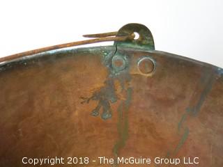 Hand Hammered and Forged Copper Kettle;  11 "Diameter at rim x 8"T