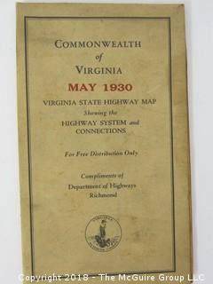 1930 Virginia State Highway Map