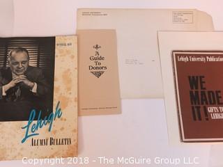 Collection of Ephemera including Lehigh University fundraising poster and memorabilia