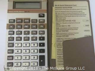 Collection including Jumbo Size Playing Cards, Carter's Typewriter Ribbon and Texas Instruments BA-35 Calculator