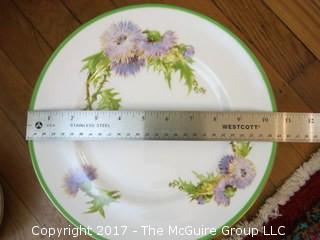 94 piece Royal Doulton "Glamis Thistle" pattern china; includes 12 dinner plates, 12 salad plates, 12 small plates, 16 side plates, 11 bowls, 2 platters, 3 demi tasse cups/saucers, 14 cups/saucers, tea pot, cream and sugar, 9 additional pieces  