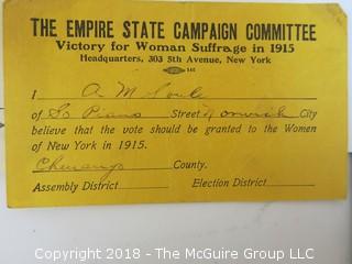 Collection of Ephemera including early 20th c Women's Suffrage Movement in NY