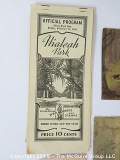 Collection of Ephemera including Vintage Hialeah Racing Card