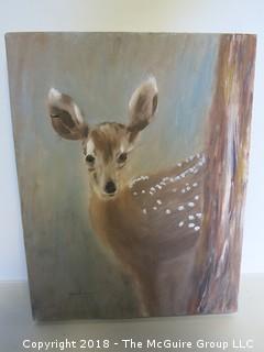 Fawn; painted on canvas; signed lower left; image size 11 x 14"