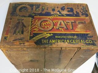 Early Quaker Oats Wooden Box with original decal; 18 1/2 x 26 x 12"T 