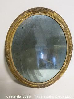 Antique Oval Mirror in Original Wood Frame; 14 x 17"