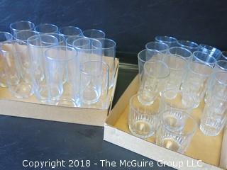 Collection of clear drinking glasses 