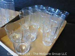 Collection of clear drinking glasses 