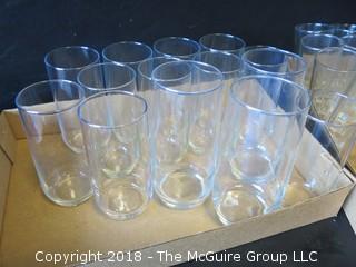 Collection of clear drinking glasses 