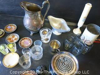 Collection of kitchenware including vintage flour sifter