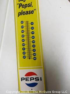 Pepsi replica metal outdoor thermometer; 6 x 24" 