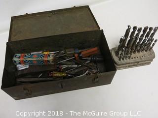 Collection of vintage tools and toolbox