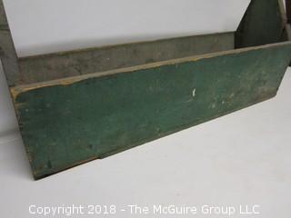 Antique Wooden Carpenter's Toolbox with Original Green Paint