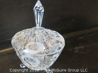 Tri-Footed Cut Crystal Covered Candy Dish 