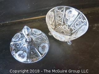 Tri-Footed Cut Crystal Covered Candy Dish 