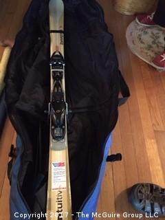 Ski Package: skis, bindings, boots (8 1/2 - 9), boot dryer, pants, googles, helmet, travel bag