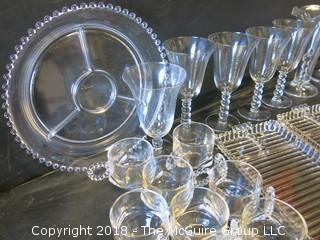 Collection of Clear Hobnail Style Glassware