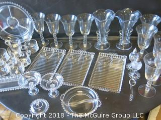 Collection of Clear Hobnail Style Glassware