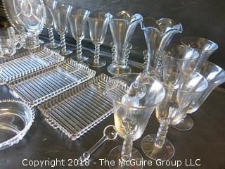 Collection of Clear Hobnail Style Glassware