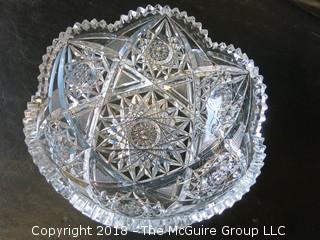 Brilliant Cut Crystal Bowl; 8" rim diameter 