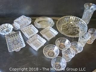 Collection of Pressed Clear Patterned Glass 