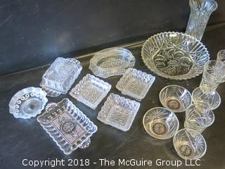 Collection of Pressed Clear Patterned Glass 