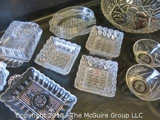 Collection of Pressed Clear Patterned Glass 