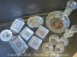 Collection of Pressed Clear Patterned Glass 