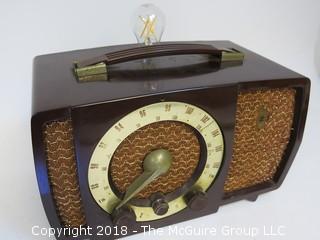 One of a Kind "Up-Cycled" Art Deco/Mid-Century Radio Converted Into Lamp (Edison style bulb not included)