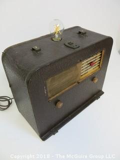 One of a Kind "Up-Cycled" Non-Working Art Deco/Mid-Century Radio Turned Into Light (Edison style bulb not included)