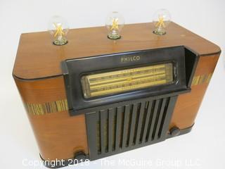 One of a Kind "Up-Cycled" Art Deco/Mid-Century Radio Turned Into Lamp (Edison style bulb not included)