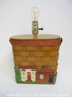 One of a Kind "Up-Cycled" Basketville Purse Turned Into Lamp (Edison style bulb not included)