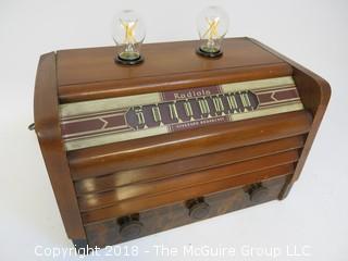 One of a Kind "Up-Cycled" Art Deco/Mid-Century Radio Turned Into Lamp (Edison style bulb not included)