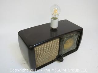 One of a Kind "Up-Cycled" Art Deco/Mid-Century Radio Turned Into Lamp (Edison style bulb not included)