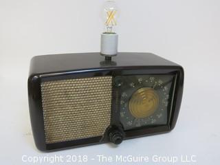 One of a Kind "Up-Cycled" Art Deco/Mid-Century Radio Turned Into Lamp (Edison style bulb not included)