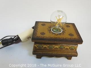 One of a Kind Wooden Box Turned Into Lamp (Edison style bulb not included)