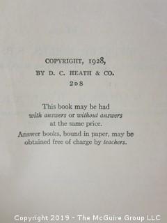 Academic Book Title: "Modern First Year Algebra" by Wells and Hart; 1928 by D.C. Heath and Co. 