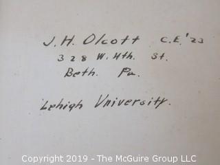 Academic Book Title: "The Theory and Practice of Modern Framed Structures" by Johnson, Bryan and Turneaure; ninth edition, 1910, published by John Wiley and Sons; from the personal library of John C. Olcott 