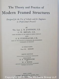 Academic Book Title: "The Theory and Practice of Modern Framed Structures" by Johnson, Bryan and Turneaure; ninth edition, 1910, published by John Wiley and Sons; from the personal library of John C. Olcott 