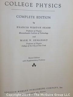 Book Title: :College Physics" by Sears and Zemansky; Second Edition, 1956