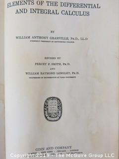 Academic Book Title: Elements of the Differential and Integral Calculus" by Granville; copyright 1929; pub by Ginn and Co.