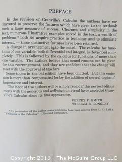 Academic Book Title: Elements of the Differential and Integral Calculus" by Granville; copyright 1929; pub by Ginn and Co.