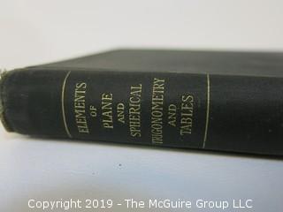 Academic Book Title: "Elements of Plane and Spherical Trigonometry" by Crockett; published by the American Book Co; copyright 1896