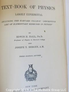 Academic Book Title: "Textbook of Physics" by Hall and Bergen; third edition; 1903