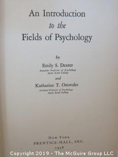 Academic Book Title: "An Introduction to the Fields of Psychology" by Dexter and Omwake; 1938; Prentice Hall Inc.