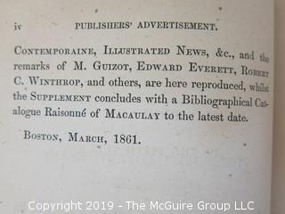 Book Title: "The History of England from The Accession of James II by Lord MacAulay; Vol. 5; 1861