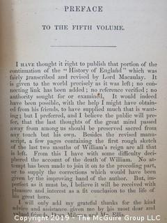 Book Title: "The History of England from The Accession of James II by Lord MacAulay; Vol. 5; 1861