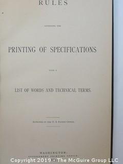 Reference Book Title: "Rules Governing the Printing of Specifications"; 1887, Government Printing Office