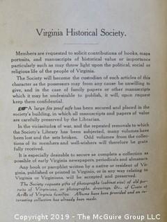 35 Volumes of the Virginia Historical Society; 1920's - 1950's