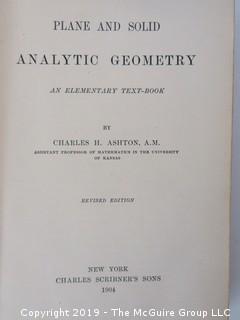 Academic Book Title: "Plane and Solid Analytic Geometry" by Ashton; 1904; Revised Edition; pub by Charles Scribner's Sons